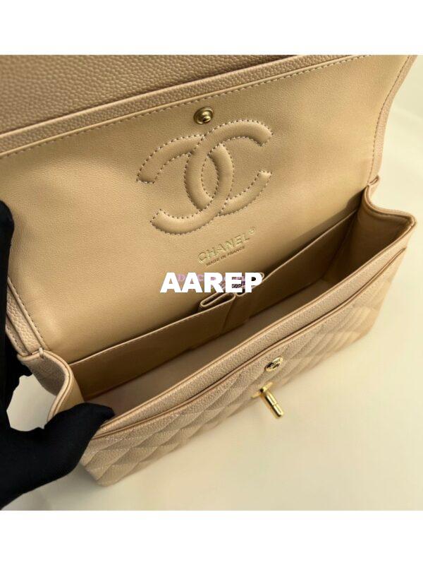 Replica Chanel CF 1112 Classic Flap Qulited Caviar with Light Gold Hardware in Light Creme Bag Light Gold Hardware 8