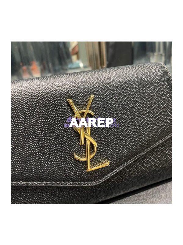 Replica YSL Saint Laurent Uptown Chain Wallet In Grain De Poudre Embossed Leather 6077881 Black 5