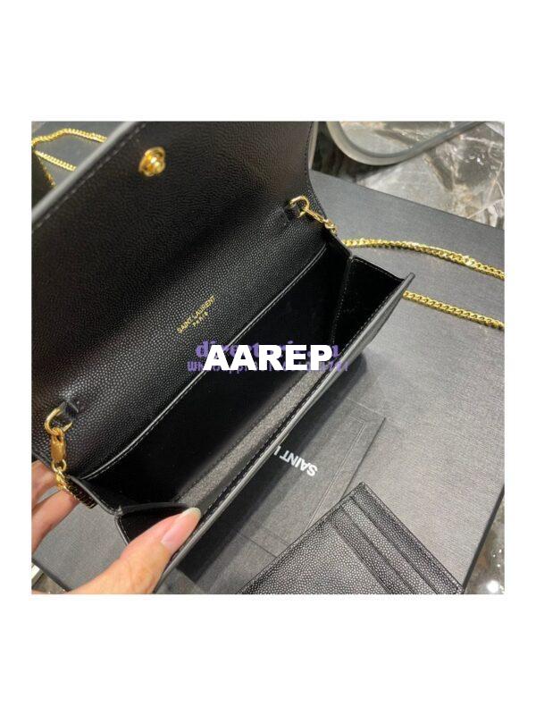Replica YSL Saint Laurent Uptown Chain Wallet In Grain De Poudre Embossed Leather 6077881 Black 8