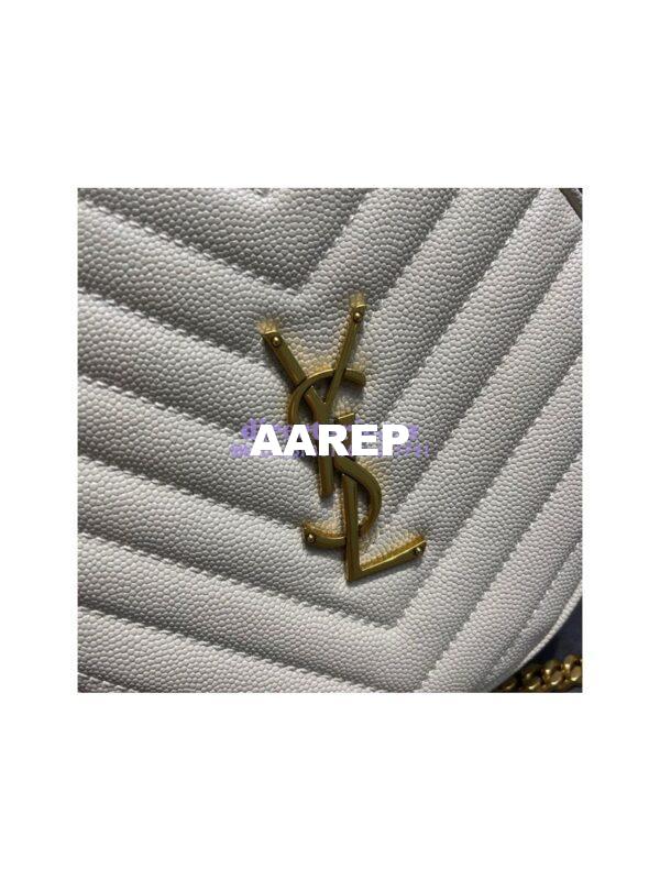 Replica YSL Yves Saint Laurent Vinyle Round Camera Bag In Chevron-quilted Grain De Poudre Embossed Leather 6104361 White 7