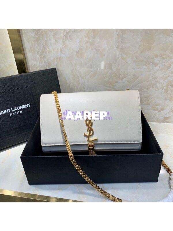Replica YSL Saint Laurent Kate Bag With Tassel In Grain De Poudre Leather 354119 White