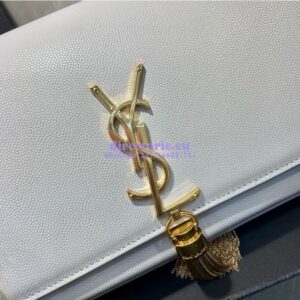 Replica YSL Saint Laurent Kate Bag With Tassel In Grain De Poudre Leather 354119 White 2