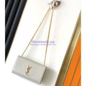 Replica YSL Saint Laurent Classic Medium Kate In Grained De Poudre Textured Leather White 2