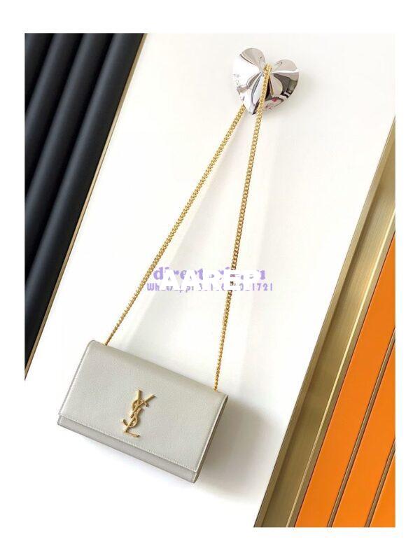 Replica YSL Saint Laurent Classic Medium Kate In Grained De Poudre Textured Leather White 4