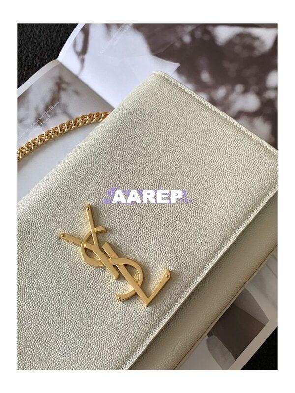 Replica YSL Saint Laurent Classic Medium Kate In Grained De Poudre Textured Leather White 7