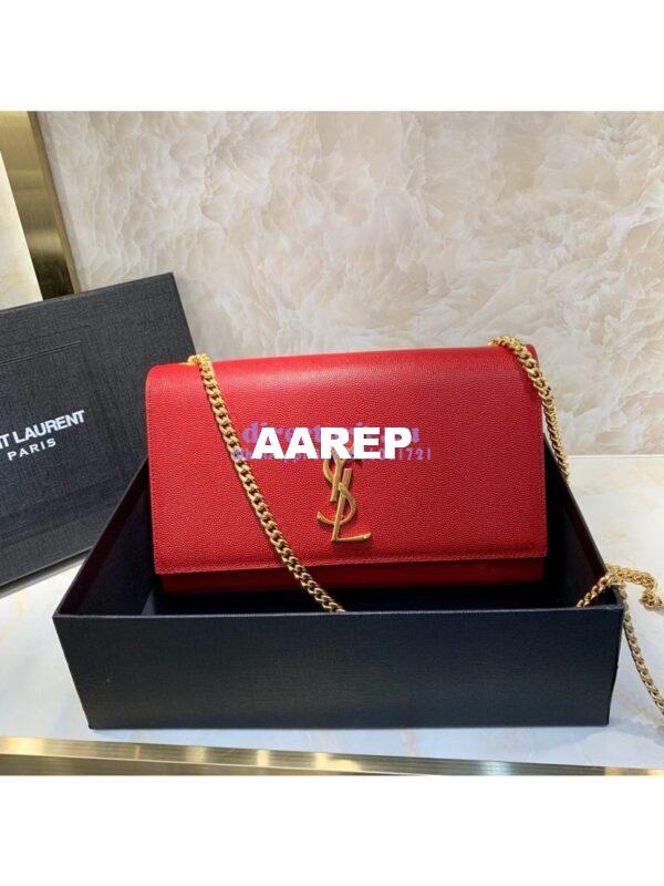 Replica YSL Saint Laurent Classic Medium Kate In Grained De Poudre Textured Leather Red 3