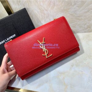 Replica YSL Saint Laurent Classic Medium Kate In Grained De Poudre Textured Leather Red 2