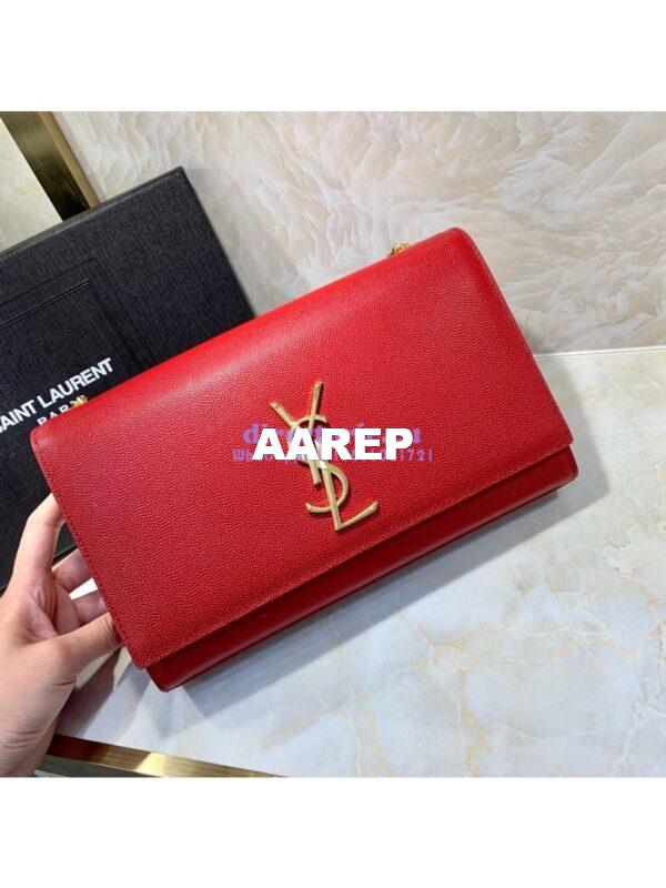 Replica YSL Saint Laurent Classic Medium Kate In Grained De Poudre Textured Leather Red 4