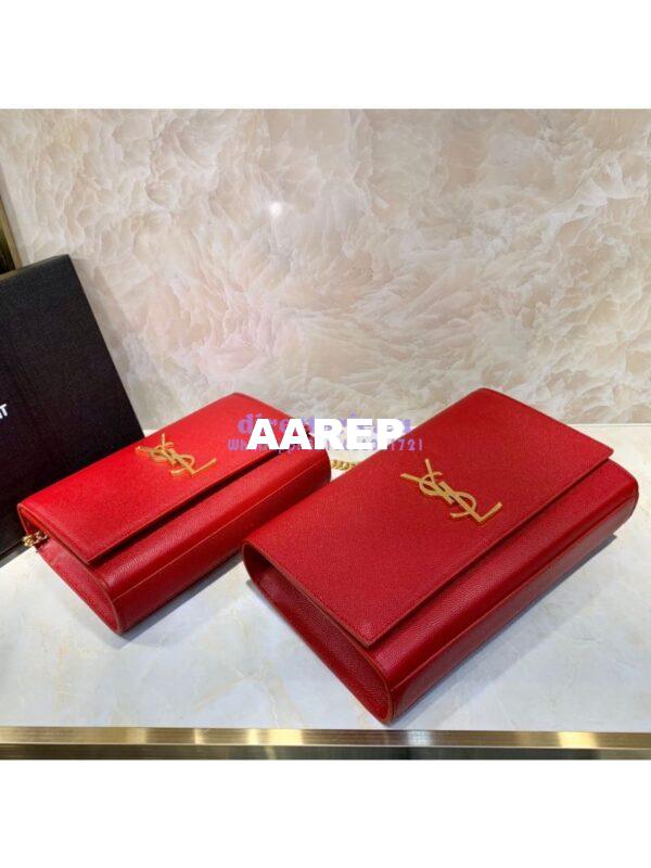 Replica YSL Saint Laurent Classic Medium Kate In Grained De Poudre Textured Leather Red 12