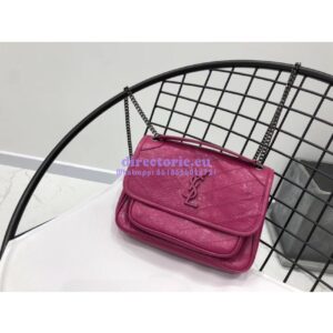 Replica YSL Saint Laurent Niki Baby In Crinkled Vintage Leather 533037 Rosy Pink 2