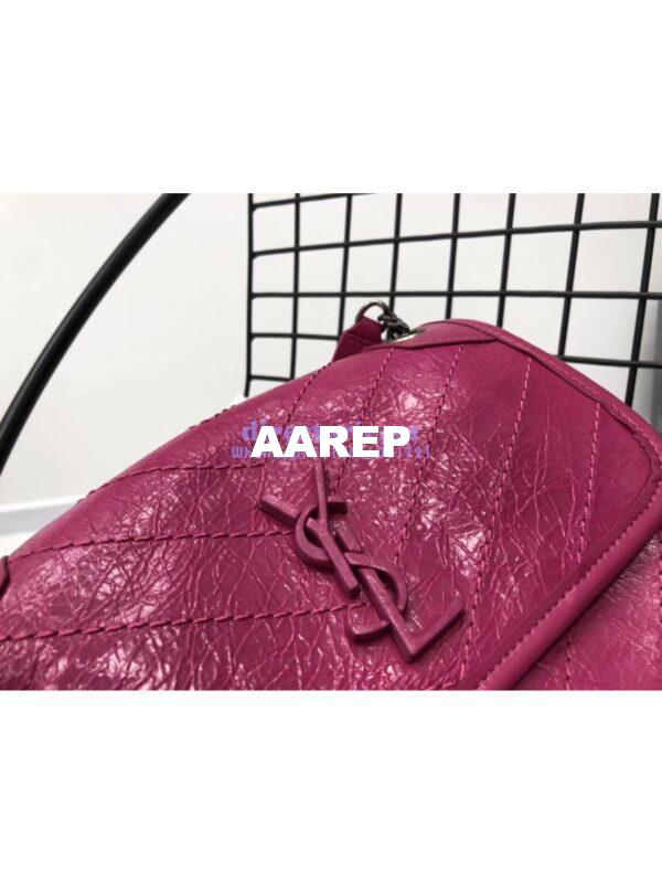 Replica YSL Saint Laurent Niki Baby In Crinkled Vintage Leather 533037 Rosy Pink 7