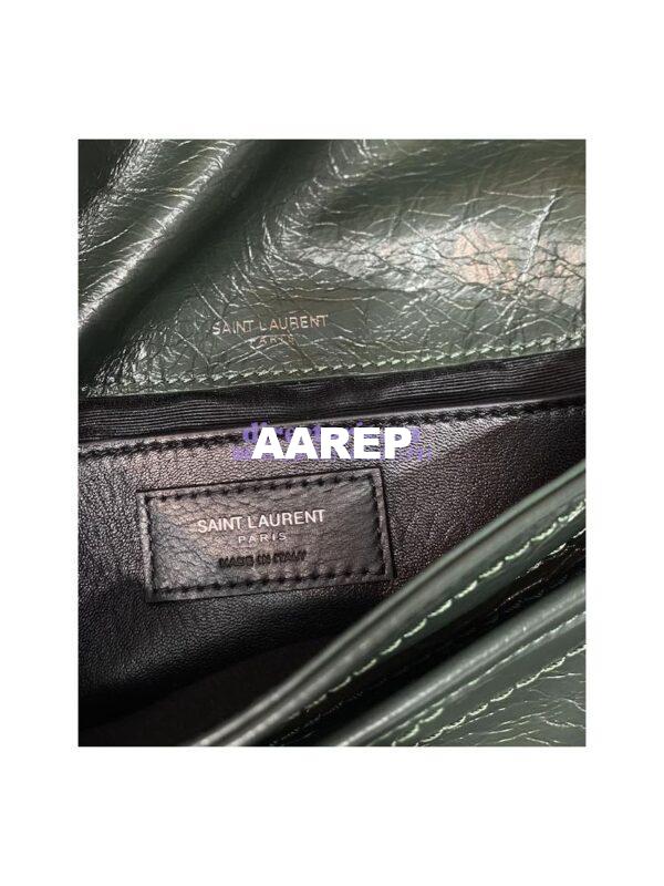 Replica YSL Saint Laurent Niki Baby In Crinkled Vintage Leather 533037 Dark Green 8
