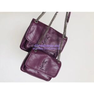 Replica YSL Saint Laurent Niki Baby In Crinkled Vintage Leather 533037 Prunia