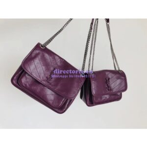 Replica YSL Saint Laurent Niki Baby In Crinkled Vintage Leather 533037 Prunia 2