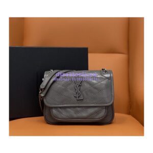 Replica YSL Saint Laurent Niki Baby In Crinkled Vintage Leather 533037 Storm Grey