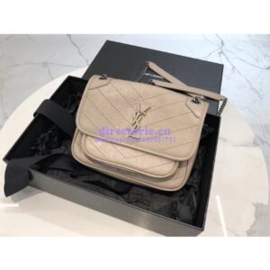 Replica YSL Saint Laurent Niki Baby In Crinkled Vintage Leather 533037 Light Natural