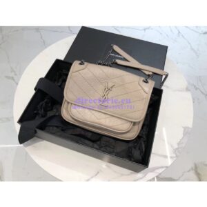 Replica YSL Saint Laurent Niki Baby In Crinkled Vintage Leather 533037 Light Natural 2
