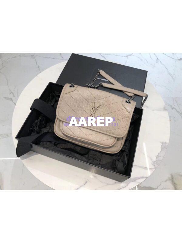 Replica YSL Saint Laurent Niki Baby In Crinkled Vintage Leather 533037 Light Natural 2