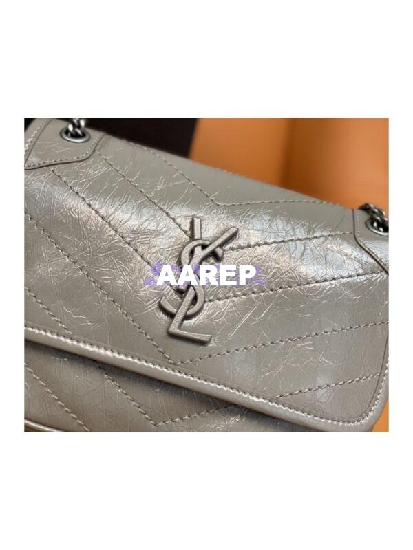 Replica YSL Saint Laurent Niki Baby In Crinkled Vintage Leather 533037 Fog 5