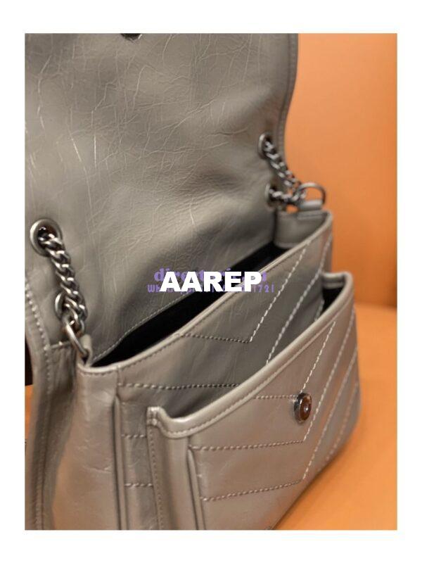 Replica YSL Saint Laurent Niki Baby In Crinkled Vintage Leather 533037 Fog 8