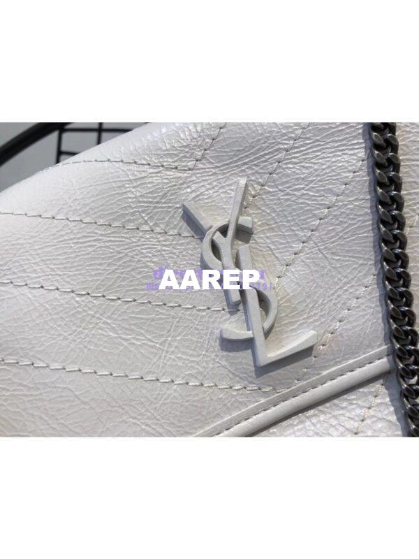 Replica YSL Saint Laurent Niki Baby In Crinkled Vintage Leather 533037 Pearl White 7