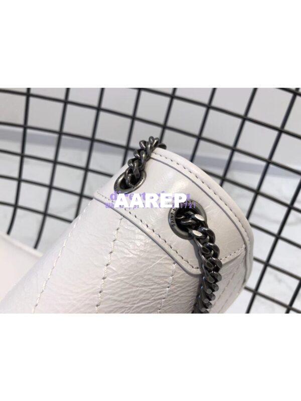 Replica YSL Saint Laurent Niki Baby In Crinkled Vintage Leather 533037 Pearl White 8