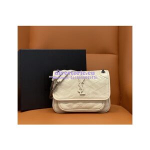 Replica YSL Saint Laurent Niki Baby In Crinkled Vintage Leather 533037 Blanc