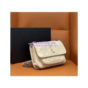 Replica YSL Saint Laurent Niki Baby In Crinkled Vintage Leather 533037 Blanc 2
