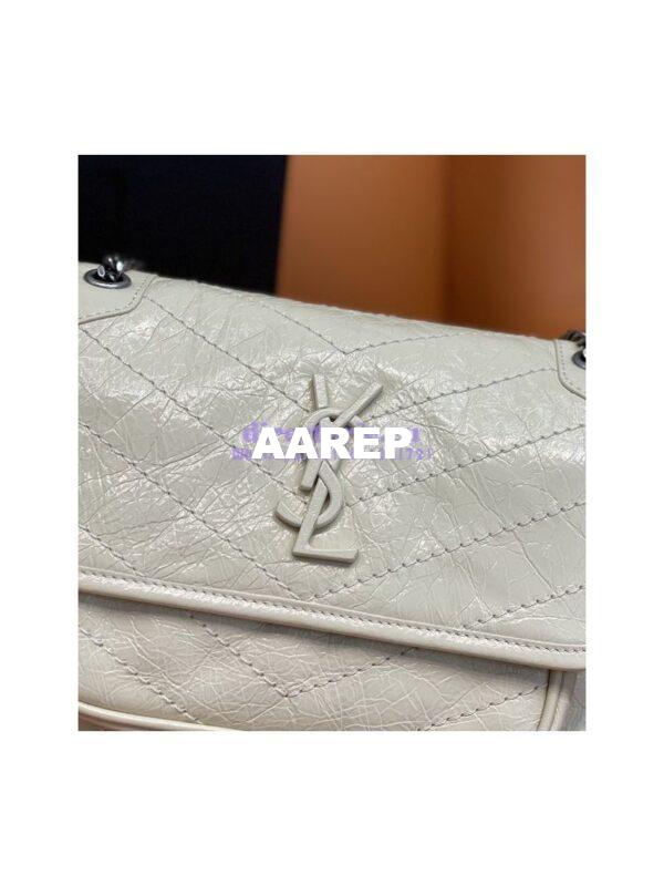 Replica YSL Saint Laurent Niki Baby In Crinkled Vintage Leather 533037 Blanc 4