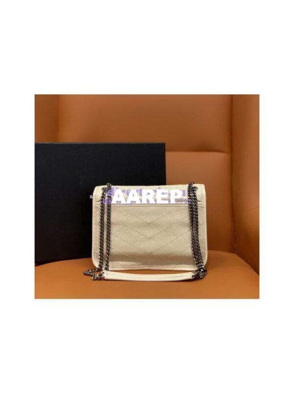 Replica YSL Saint Laurent Niki Baby In Crinkled Vintage Leather 533037 Blanc 8