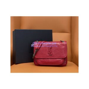 Replica YSL Saint Laurent Niki Baby In Crinkled Vintage Leather 533037 Red