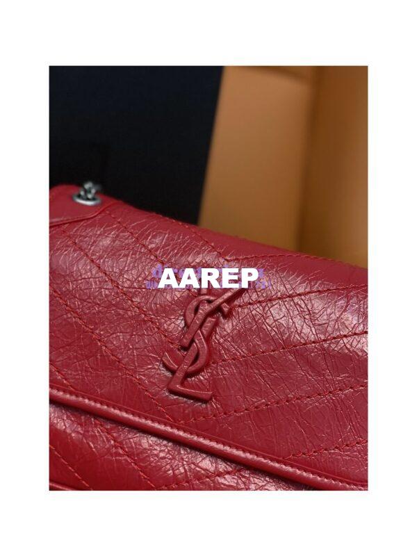 Replica YSL Saint Laurent Niki Baby In Crinkled Vintage Leather 533037 Red 5