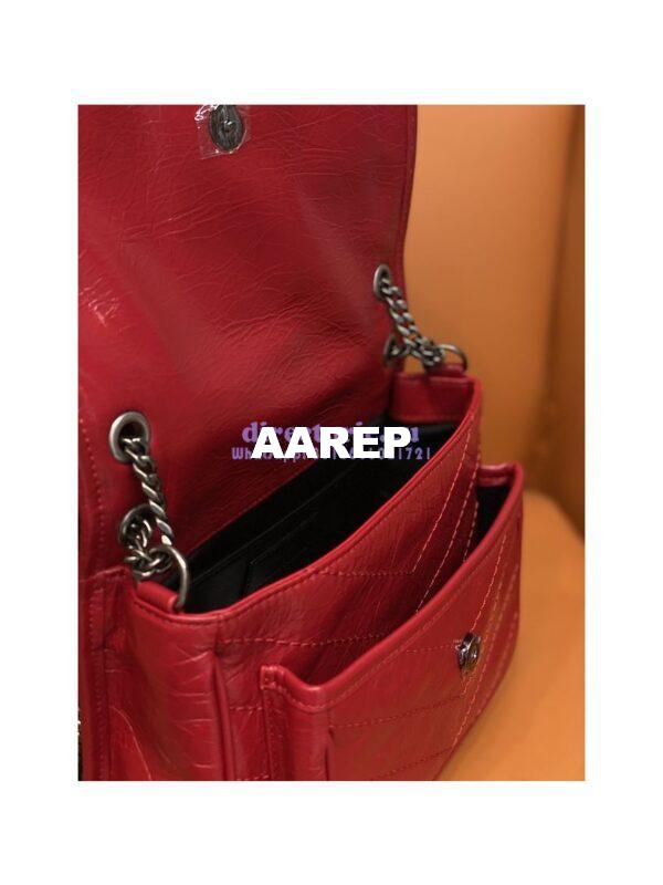 Replica YSL Saint Laurent Niki Baby In Crinkled Vintage Leather 533037 Red 7