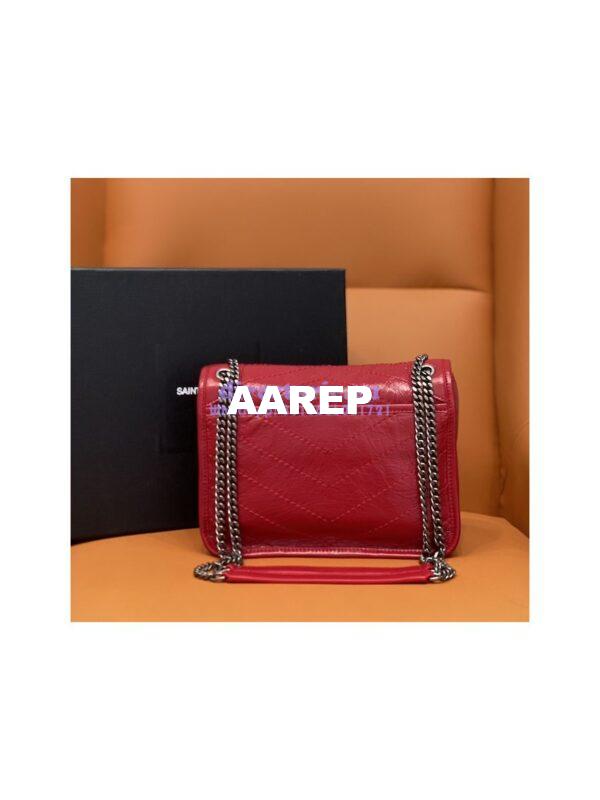 Replica YSL Saint Laurent Niki Baby In Crinkled Vintage Leather 533037 Red 9