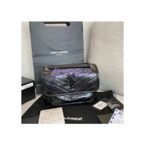 Replica YSL Saint Laurent Niki Baby In Crinkled Vintage Leather 533037 Black