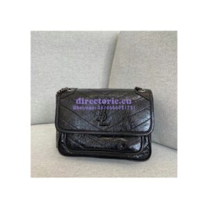 Replica YSL Saint Laurent Niki Baby In Crinkled Vintage Leather 533037 Black 2
