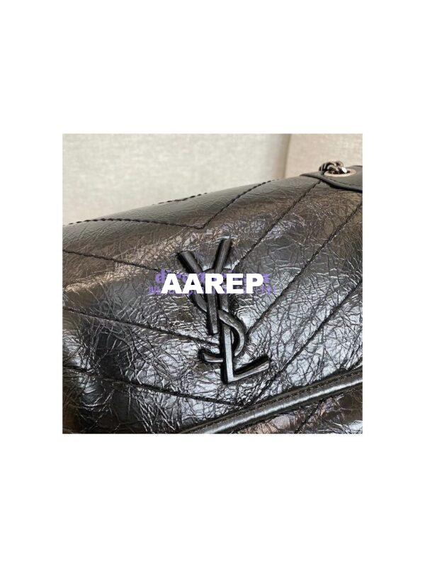 Replica YSL Saint Laurent Niki Baby In Crinkled Vintage Leather 533037 Black 6