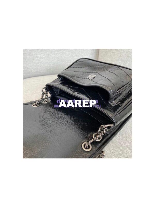 Replica YSL Saint Laurent Niki Baby In Crinkled Vintage Leather 533037 Black 9