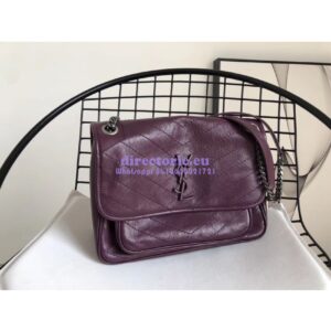 Replica YSL Saint Laurent Niki Chain Bag In Vintage Crinkled And Quilted Leather 498894 Prunia