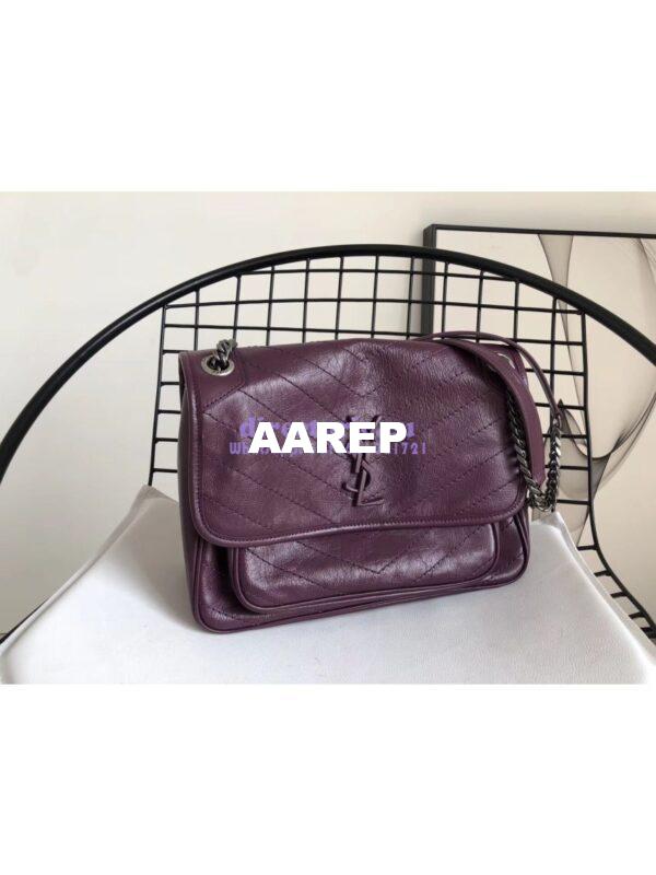 Replica YSL Saint Laurent Niki Chain Bag In Vintage Crinkled And Quilted Leather 498894 Prunia 3