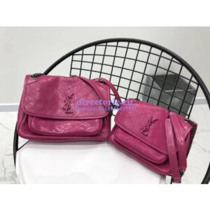 Replica YSL Saint Laurent Niki Chain Bag In Vintage Crinkled And Quilted Leather 498894 Rosy Pink