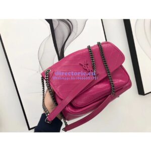 Replica YSL Saint Laurent Niki Chain Bag In Vintage Crinkled And Quilted Leather 498894 Rosy Pink 2