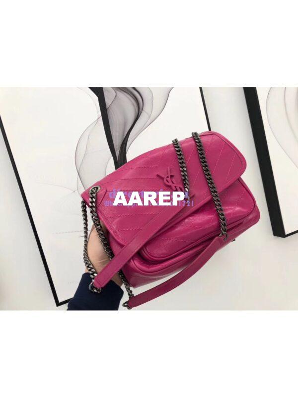 Replica YSL Saint Laurent Niki Chain Bag In Vintage Crinkled And Quilted Leather 498894 Rosy Pink 4