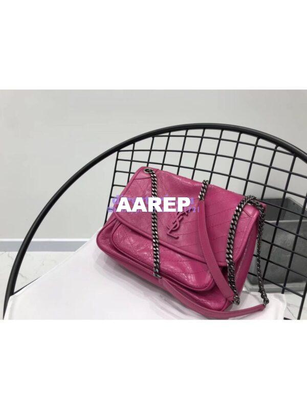 Replica YSL Saint Laurent Niki Chain Bag In Vintage Crinkled And Quilted Leather 498894 Rosy Pink 5