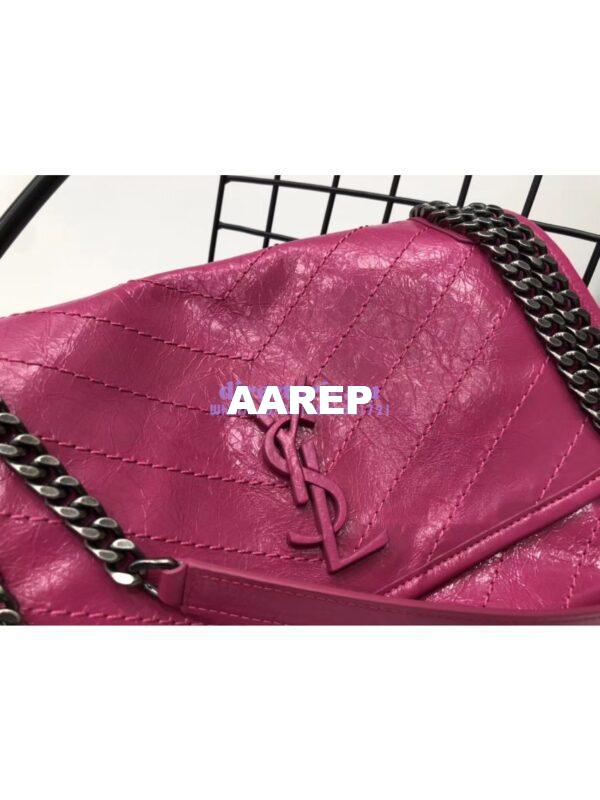 Replica YSL Saint Laurent Niki Chain Bag In Vintage Crinkled And Quilted Leather 498894 Rosy Pink 8