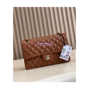Replica Chanel Medium Classic Double Flap CF Bag Quilted Lambskin Light Gold Hardware Caramel