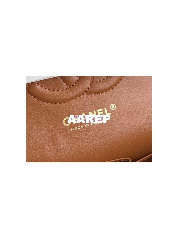 Replica Chanel Medium Classic Double Flap CF Bag Quilted Lambskin Light Gold Hardware Caramel 9