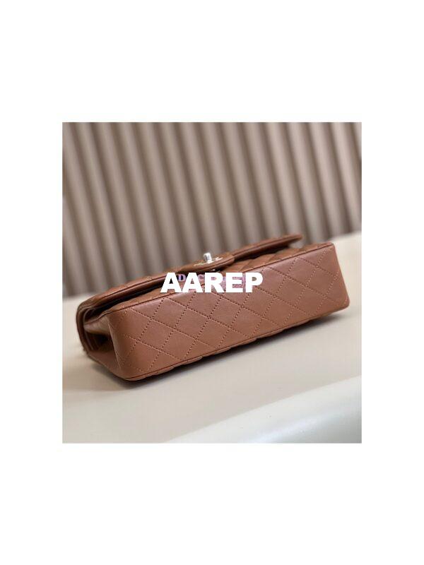 Replica Chanel Medium Classic Double Flap CF Bag Quilted Lambskin Light Gold Hardware Caramel 11