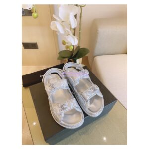 Replica Chanel 21C CC Lambskin Sandals G35927 Metallic Silver