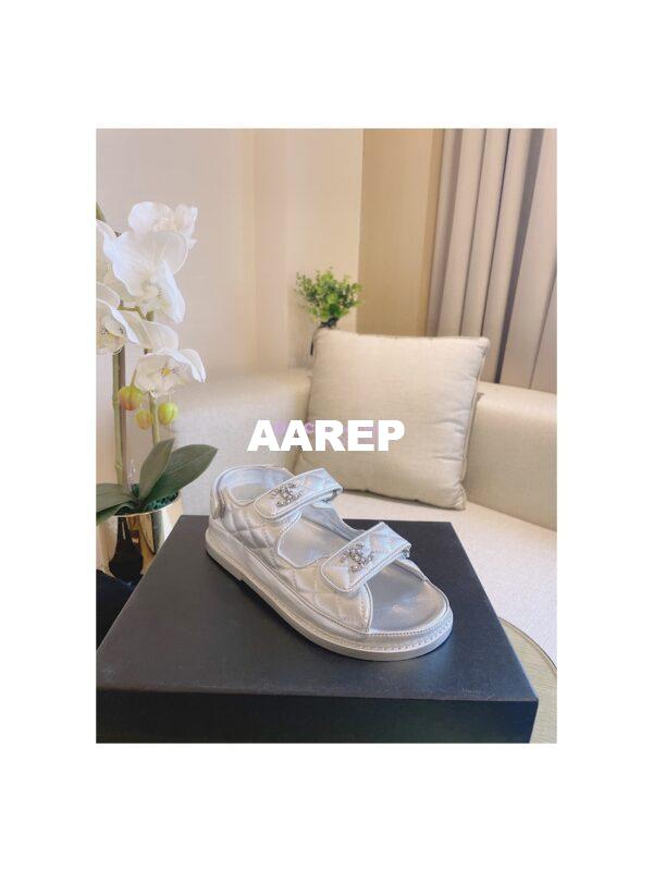 Replica Chanel 21C CC Lambskin Sandals G35927 Metallic Silver 5